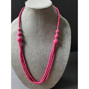 Beaded Chunky Statement Necklace Multi Strand Layered Multi Strand Colorful Pink